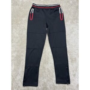 Akademic Joggers Mens Medium Black Red Striped Y2K Fleece Lined